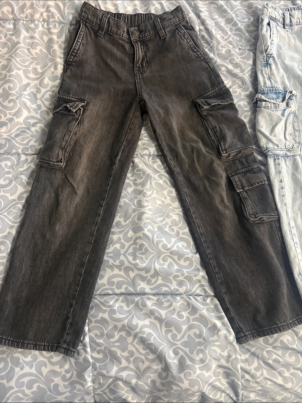 Kids Cargo Jeans - Black and Light Blue Denim - Picture 4 of 8
